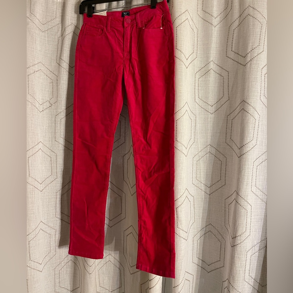 NWT Gap Kids 14 Red Velour Skinny Fit Jeans Zip/Button Closure 5 Pockets Belt